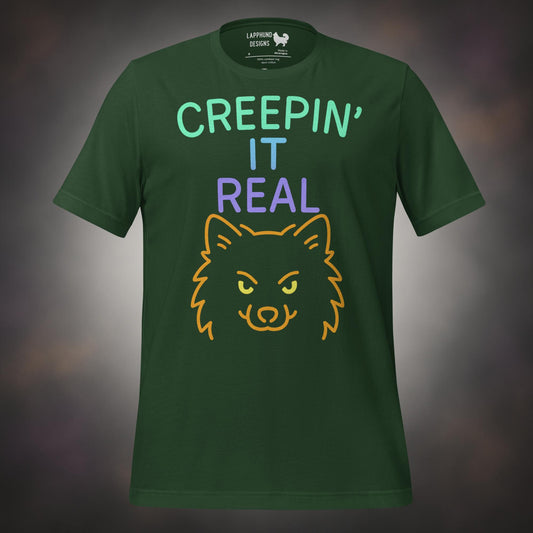 Creepin’ It Real Finnish Lapphund Halloween t-shirt in green