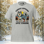 Finnish Lapphund Epic Charm t-shirt featuring a Nordic outdoor scene and confident Lapphund