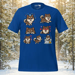 Cute Finnish Lapphund illustrated faces showing different emotions on a graphic t-shirt