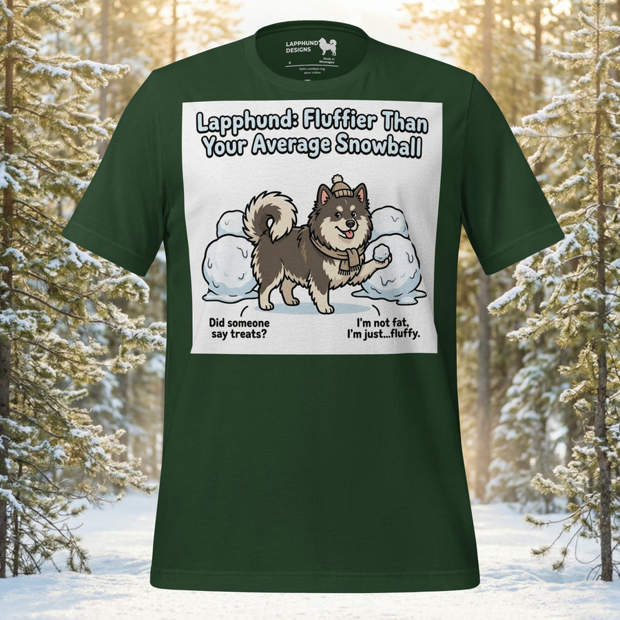 Finnish Lapphund fluffier than snowball t-shirt with winter humor dog artwork