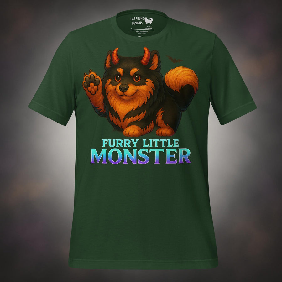 Furry Little Monster Finnish Lapphund Halloween T-Shirt green edition