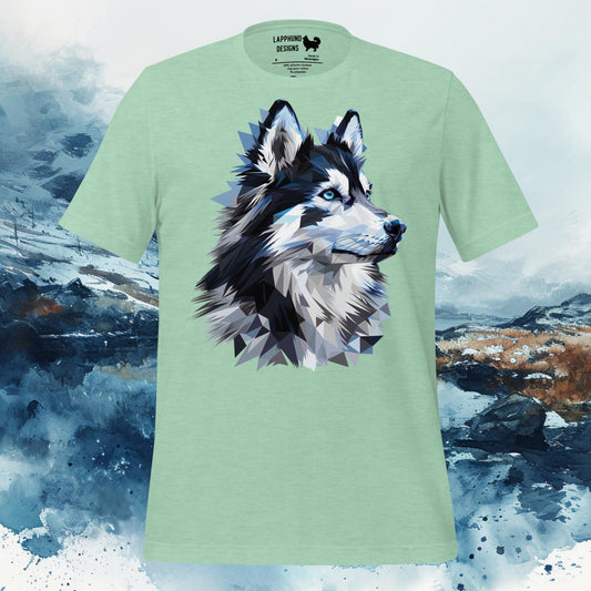 Geometric Portrait Finnish Lapphund Lappy Style Tee in green