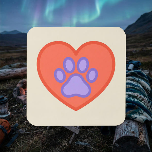Finnish Lapphund paw heart icon cork-back coaster with minimalist love design