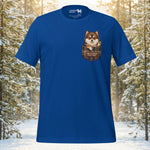 Finnish Lapphund pocket pup t-shirt with small plaid pocket dog artwork