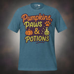 Pumpkins Paws and Potions Finnish Lapphund Halloween t-shirt in blue