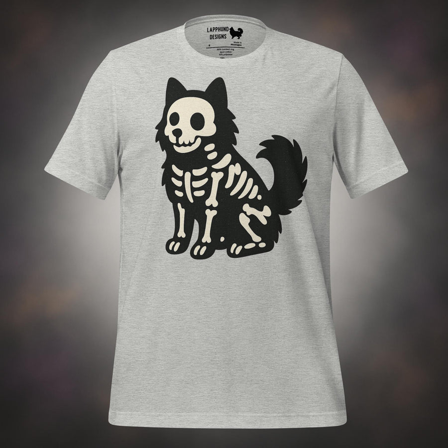 Skeleton pup Finnish Lapphund Halloween t-shirt in grey
