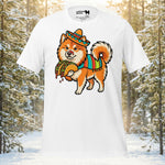 Finnish Lapphund taco night t-shirt with playful Lapphund wearing a sombrero holding tacos