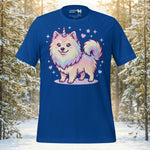 Whimsical Finnish Lapphund reimagined as a unicorn with a horn and stars on a premium unisex t-shirt for fantasy lovers.