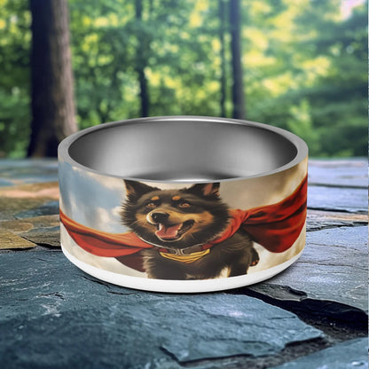 Finnish Lapphund 32oz Superhero Dog Bowl – Stainless Steel, Anti-Slip for Large Dogs