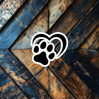 Paw Print Heart Sticker – Express Your Love for Dogs with this Die-Cut Vinyl