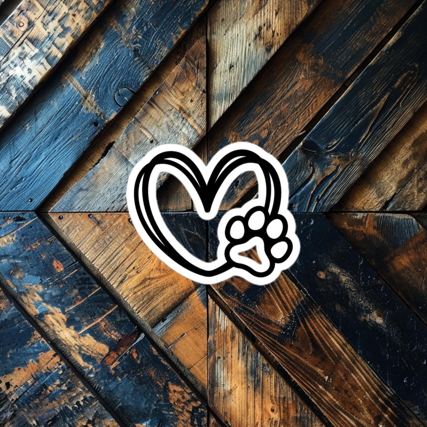 Paw Heart Outline Sticker – Stylish Vinyl for Dog Lovers