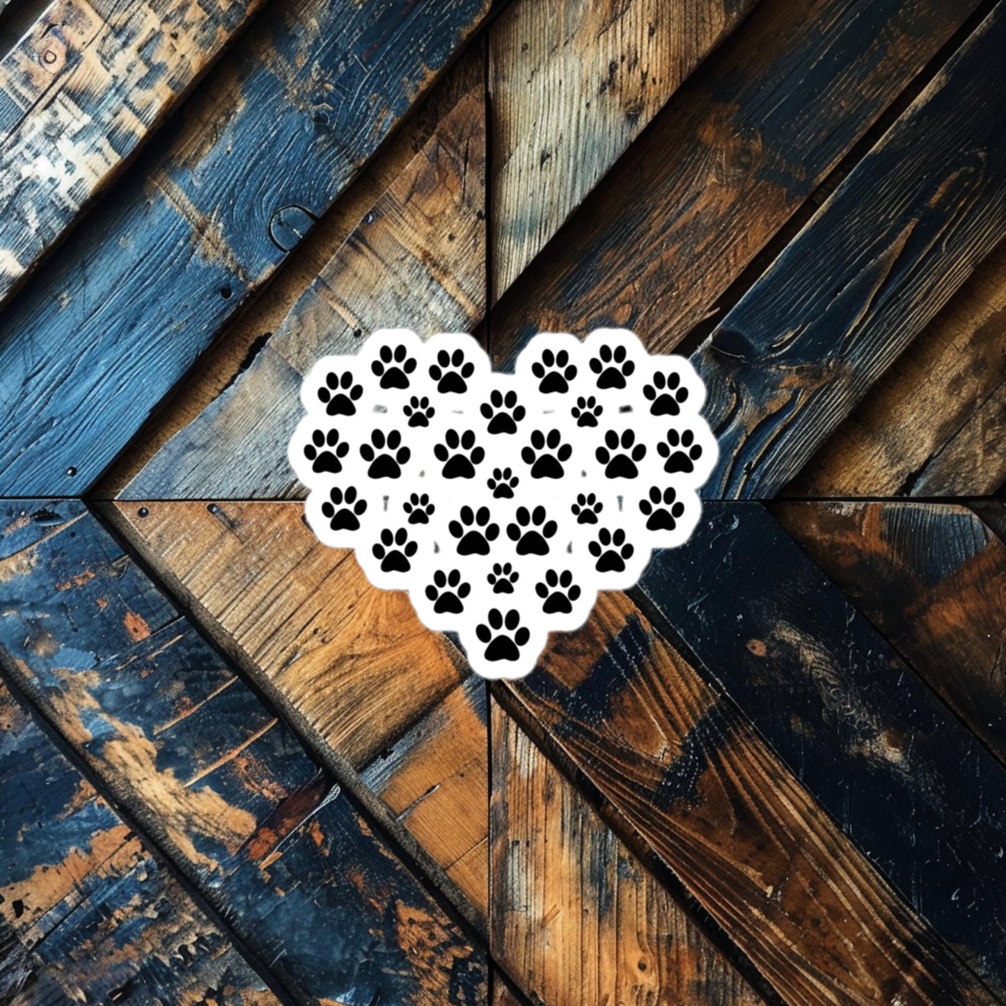 Paw Print Heart Cluster Sticker – Unique Vinyl Sticker for Dog Lovers