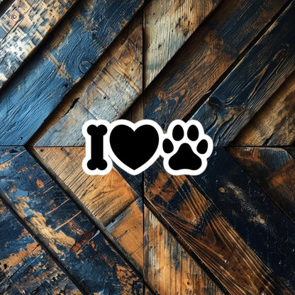 I Love Paw Sticker – Fun and Bold Vinyl for Dog Lovers