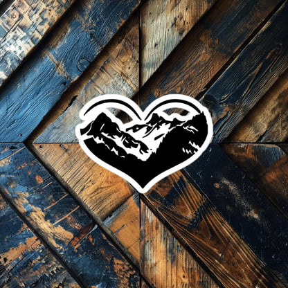 Mountain Heart Sticker – Adventure-Inspired Vinyl for Nature Lovers