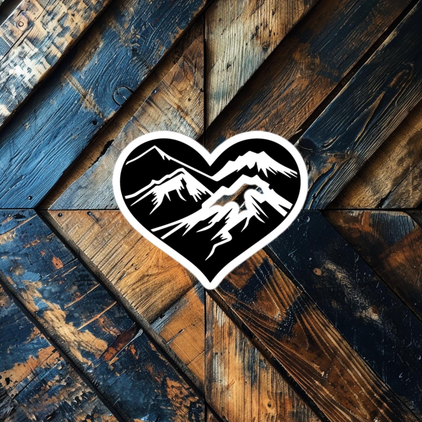 Mountain Heart Sticker – Adventure Vinyl for Nature Lovers