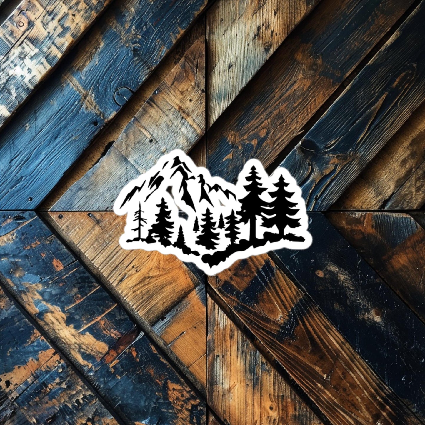 Mountain and Pine Trees Sticker – Nature-Inspired Vinyl for Adventure Seekers