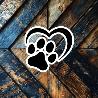 Paw Print Heart Sticker – Express Your Love for Dogs with this Die-Cut Vinyl