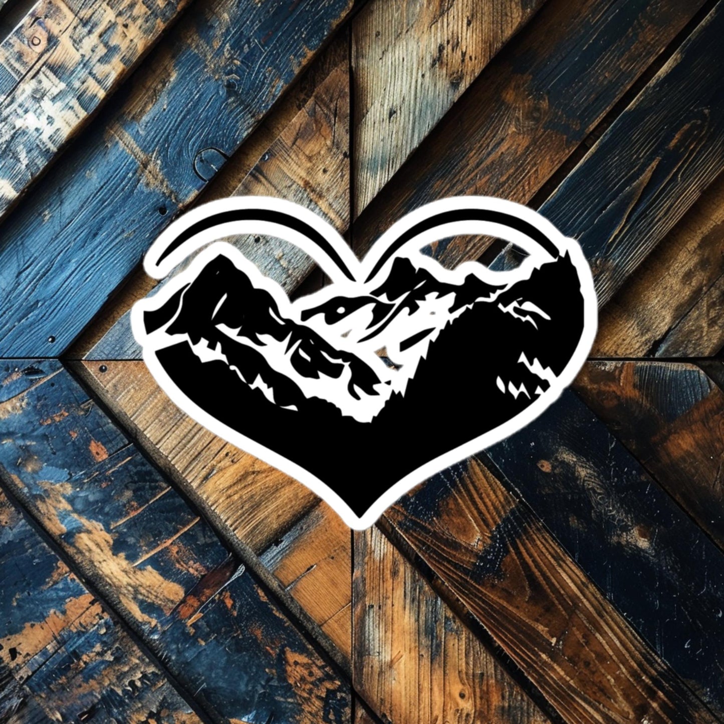 Mountain Heart Sticker – Adventure-Inspired Vinyl for Nature Lovers