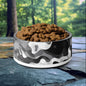 32oz dog bowl with monochrome camouflage design, featuring shades of black, gray, and white, perfect for stylish and adventurous pet owners.