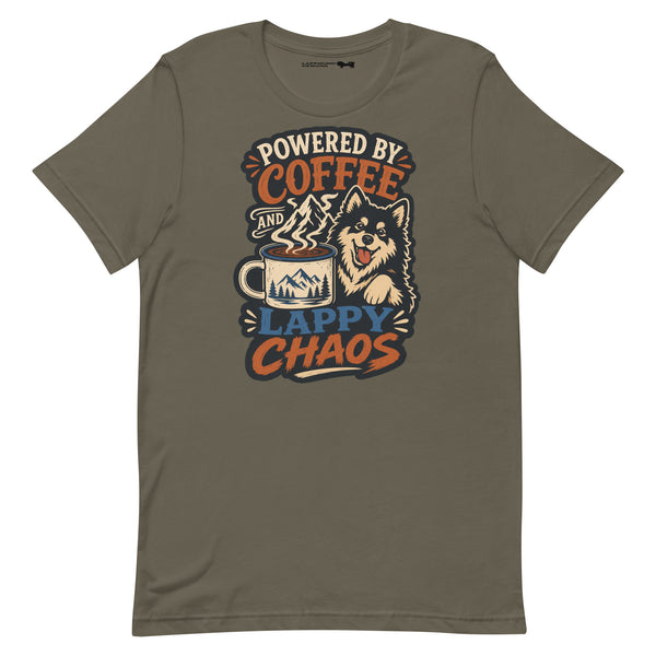 Finnish Lapphund Powered By Coffee And Lappy Chaos T-Shirt | Lapphund Designs
