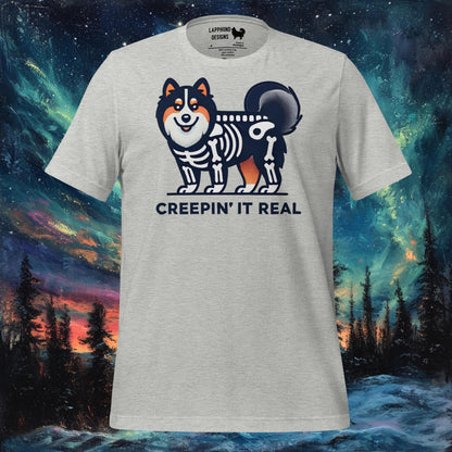 Creepin' It Real T-paita – Suomen lapinkoiran luuranko Halloween Design