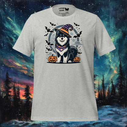 Witch Lapphund T-Shirt – Finnish Lapphund Halloween Witch Design