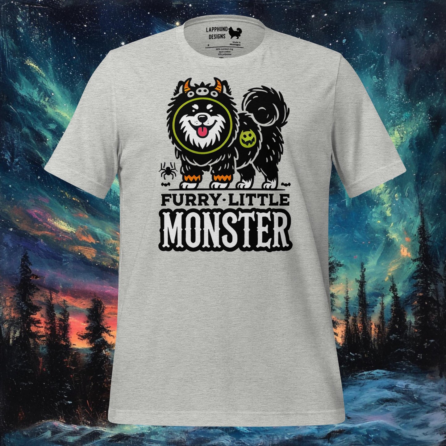 T-shirt petit monstre à fourrure – Costume de monstre d'Halloween pour chien finlandais de Laponie