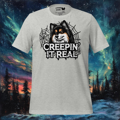 T-shirt Creepin' It Real – Motif toile d'araignée d'Halloween pour chien finlandais de Laponie