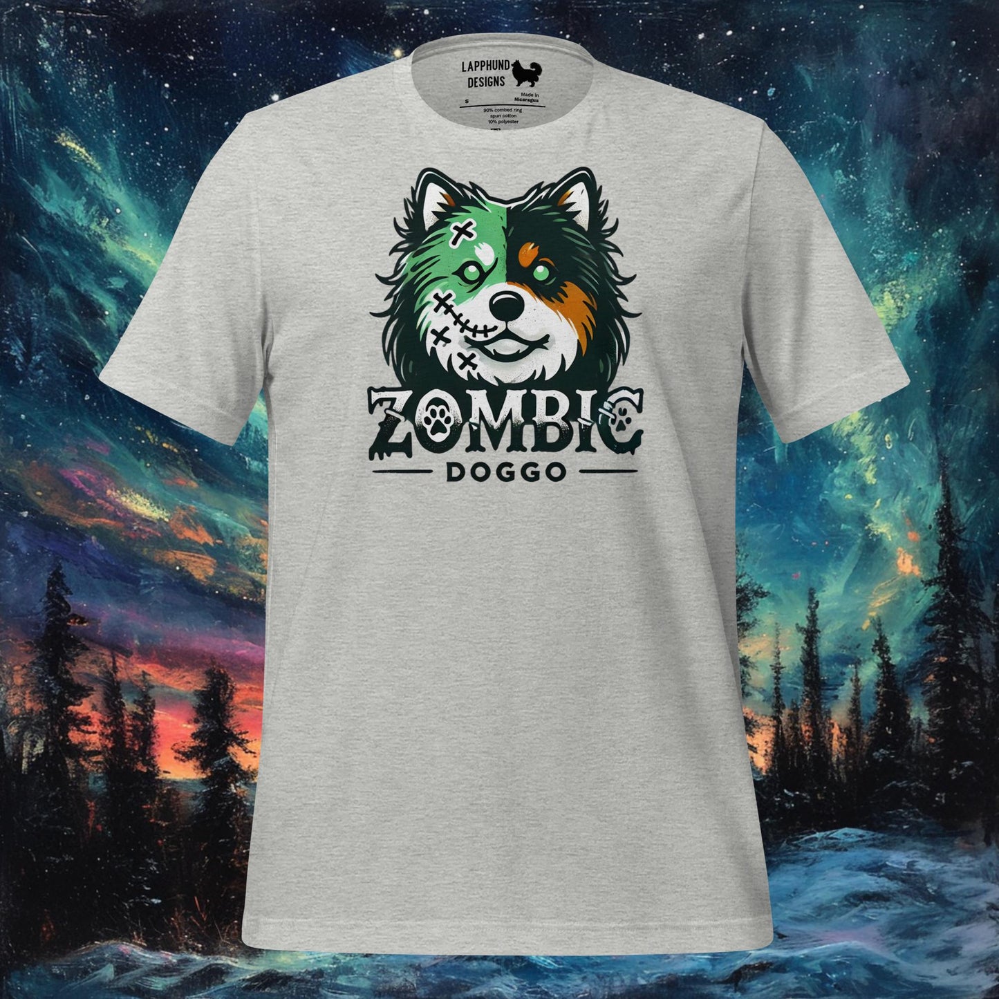 Zombie Doggo T-paita – Suomen lapinkoira Halloween Zombie Design