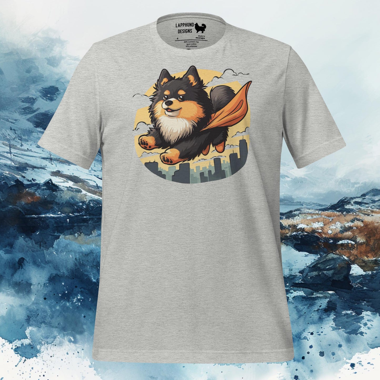 Super Pup Lapphund T-Shirt – Finnish Lapphund Heroic Adventure Design