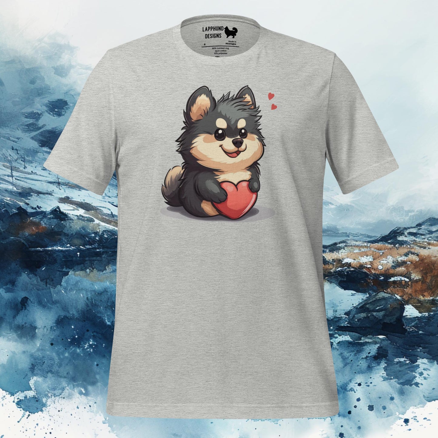 Finnish Lapphund T-Shirt – Adorable Lappie Holding a Heart