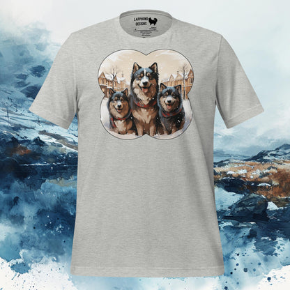 Finnish Lapphund T-Shirt – Trio of Lappies in Winter Scene