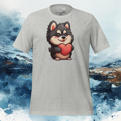 Finnish Lapphund T-Shirt – Cute Lappie Holding Heart Illustration