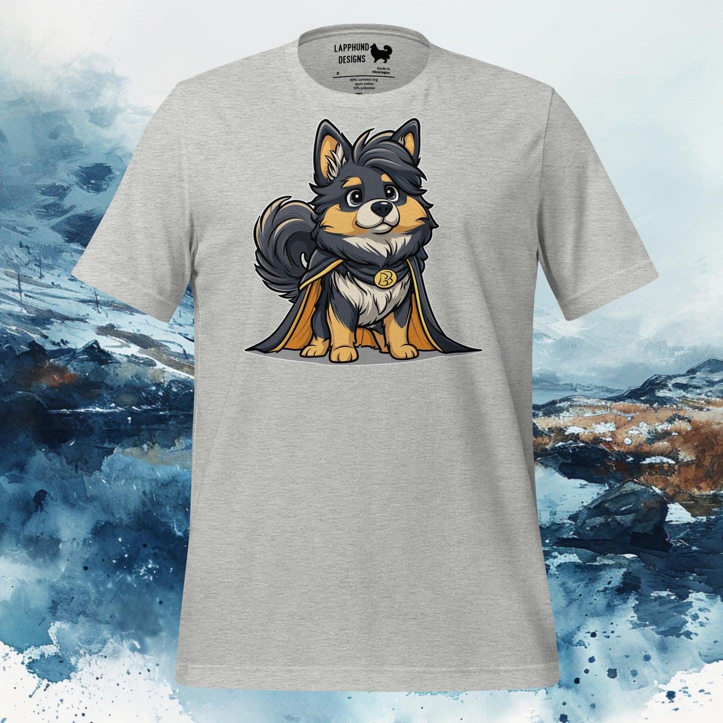 Finnish Lapphund T-Shirt – Majestic Lappie in Golden Cape Illustration