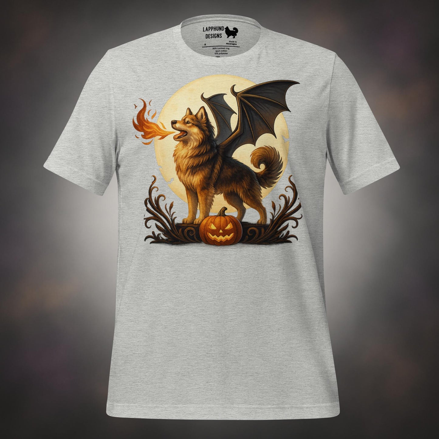 Finnish Lapphund Dragon Bat Halloween T-Shirt