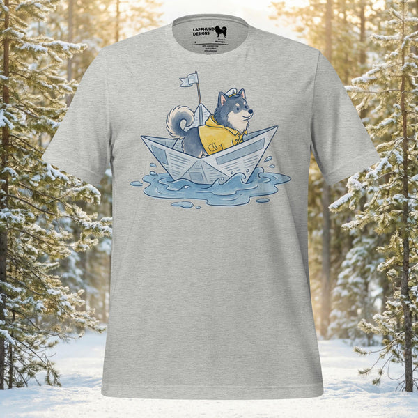 Finnish Lapphund Paper Boat Adventure T-Shirt | Lapphund Designs
