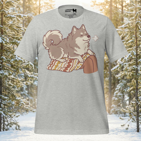 Finnish Lapphund Cozy Lap Cuddle Relaxed Companion Illustration T-Shirt | Lapphund Designs