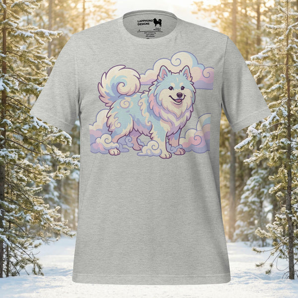 Finnish Lapphund Pastel Swirl Cloud Fantasy Illustration T-Shirt | Lapphund Designs