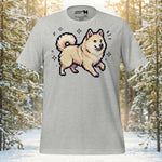 Finnish Lapphund Pixel Style Playful Walk Illustration T-Shirt | Lapphund Designs