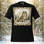 Finnish Lapphund Art Deco Wilderness Sunburst Illustration T-Shirt | Lapphund Designs