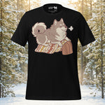 Finnish Lapphund Cozy Lap Cuddle Relaxed Companion Illustration T-Shirt | Lapphund Designs