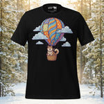 Finnish Lapphund Floating Hot Air Balloon Cloud Journey Illustration T-Shirt | Lapphund Designs