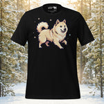 Finnish Lapphund Pixel Style Playful Walk Illustration T-Shirt | Lapphund Designs