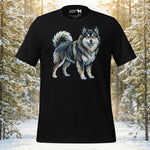 Finnish Lapphund Geometric Mosaic Mountain Adventure T-Shirt | Lapphund Designs