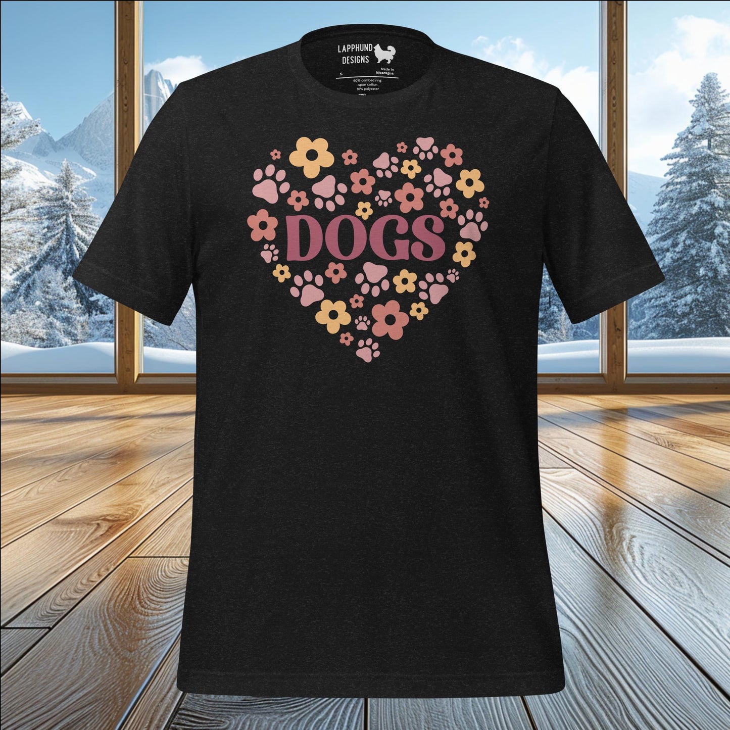 Floral Dogs Heart T-Shirt – Perfect for Dog Lovers with a Love for Nature