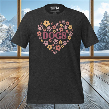 Floral Dogs Heart T-Shirt – Perfect for Dog Lovers with a Love for Nature