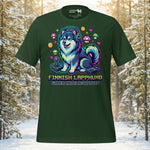 Finnish Lapphund Gamer Mode Neon Headset Illustration T-Shirt | Lapphund Designs