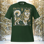 Finnish Lapphund Art Nouveau Woodland Frame Illustration T-Shirt | Lapphund Designs