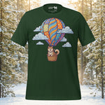 Finnish Lapphund Floating Hot Air Balloon Cloud Journey Illustration T-Shirt | Lapphund Designs