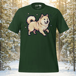 Finnish Lapphund Pixel Style Playful Walk Illustration T-Shirt | Lapphund Designs
